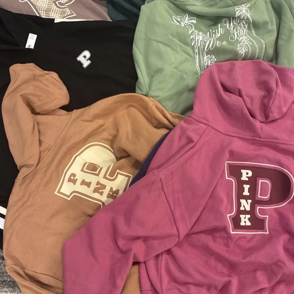 5 New Victoria Secret PINK Logo Hoodies (XL) Wholesale Lot $274 +FREE SHIRT NWT - Picture 3 of 3